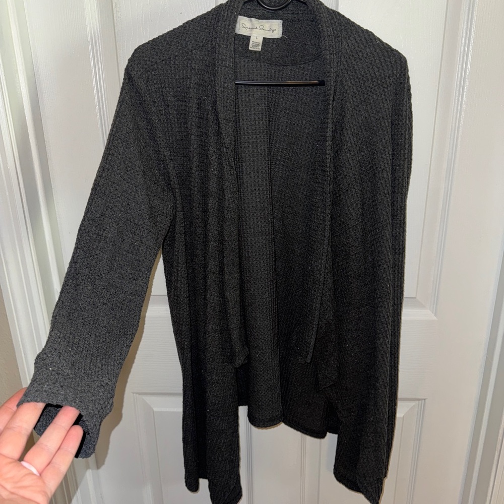 Gray Open-Front Cardigan with Relaxed Fit